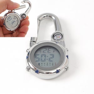 키링 카라비너 아웃도어 나침반 전자 시계 4x7cm 실버블루