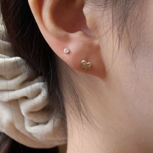 14k 미니 베젤 큐빅 귀걸이