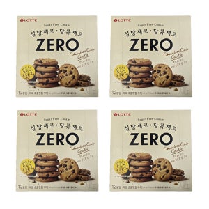 [롯데웰푸드] 제로 초콜릿 칩 쿠키 168g (4갑)