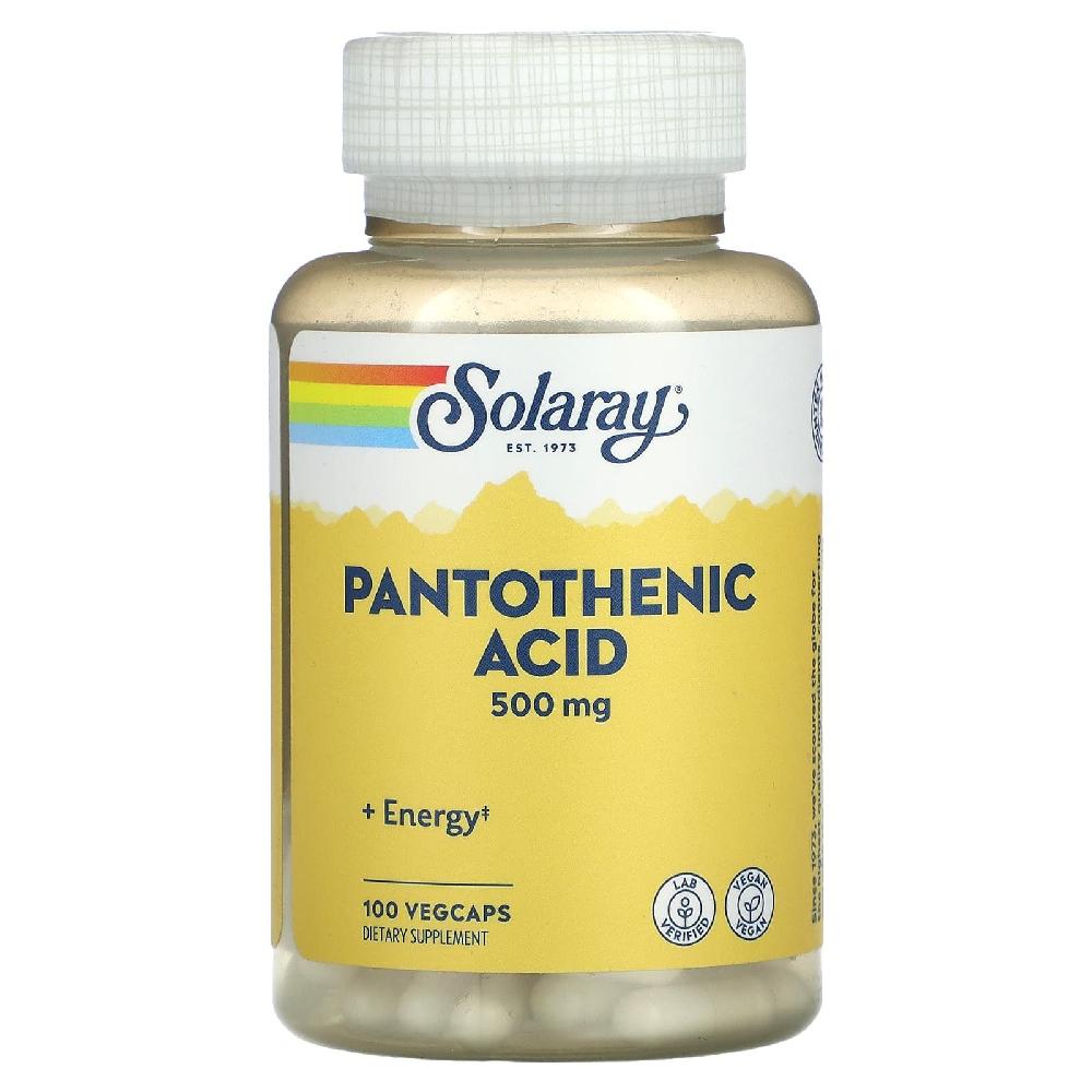 솔라레이 <b>판토텐산</b> 비타민 B <b>B5</b> 칼슘 Pantothenic Acid 500mg 100캡슐