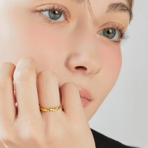 순금(1.875g) 체크 컷팅 골드 레이어드 반지 24K-RG-1193