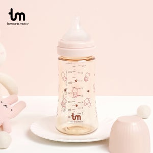 1+1 토비앤몰리 PPSU 신생아 아기 젖병 젖꼭지 2단계 포함 출산준비 배앓이 280ml, 핑크, 2개