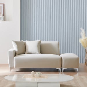 동서가구 코코 아쿠아텍스 패브릭 2인 소파＋스툴