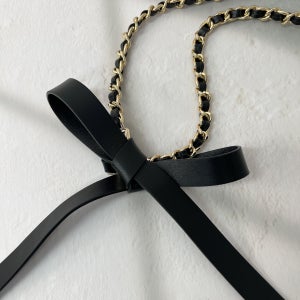 리본 양가죽 금장 체인 여성 패션벨트 25FS