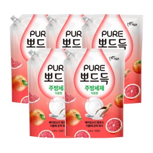피죤 퓨어 뽀드득 주방세제 자몽향 1.2L X5개