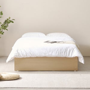 케이컴퍼니 피크 낮은 헤드 더블 침대 세트 본넬 매트리스 무헤드 서랍 수납 베드