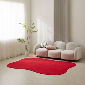 사계절 사용가능한 비정형 워셔블 크리미 단모 러그 카페트