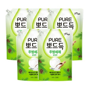 피죤 퓨어 뽀드득 주방세제 솔잎향 1.2L X5개