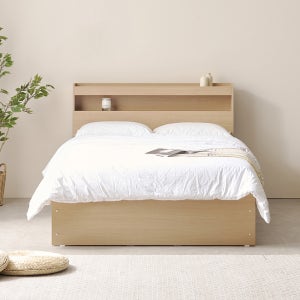 케이컴퍼니 피크 수납 헤드 더블 침대 세트 본넬 매트리스 서랍 베드