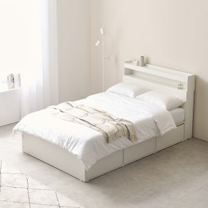 케이컴퍼니 피크 수납 헤드 더블 침대 세트 독립 포켓 40T 토퍼 매트리스 서랍 베드