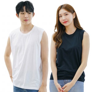 국산 민소매면티 1매 남녀공용 면100% 목늘어남방지 헬스나시 빅사이즈