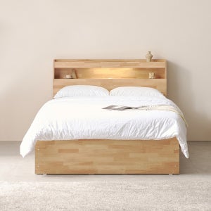 케이컴퍼니 피크 LED 수납 헤드 더블 침대 세트 독립 포켓 40T 토퍼 매트리스