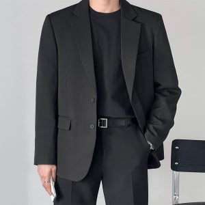 티드 오버핏 싱글 빅사이즈 블레이저 자켓