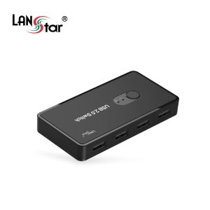 [LANSTAR] USB허브 셀렉터 스위치 4포트 USB2.0 지원 투컴 세팅 LS-U20HS