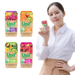 멀티팩4가지맛 유니프 믹스 과채주스 200ML 24개 베리 비트 그린 캐럿