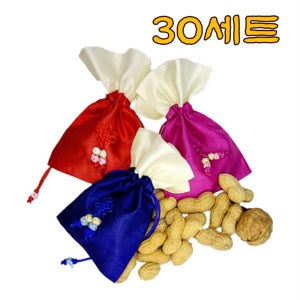 정월대보름 부럼 실크사각주머니 피땅콩30g + 호두1알 견과류 30세트