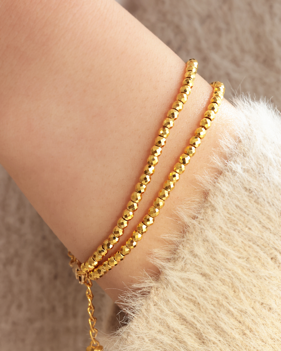 1226 24K 미러볼 컷팅 두 줄 여자 순금팔찌 7.5g