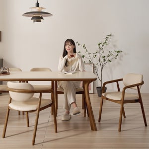 하모니 6인용 원목 포세린 세라믹 식탁 세트 식탁+의자6, 1800mm, 월넛