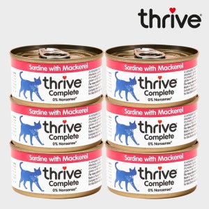 쓰라이브 캔 컴플리트 고양이 습식사료 주식캔 고등어+정어리, 75g, 6개