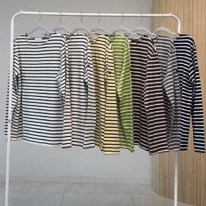 스프라이트티 롱 단가라 박스티셔츠 줄무늬