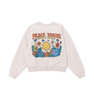 [빅웨이브] 피스어게인 그래픽 여성 스웻셔츠 (오트밀 헤더)