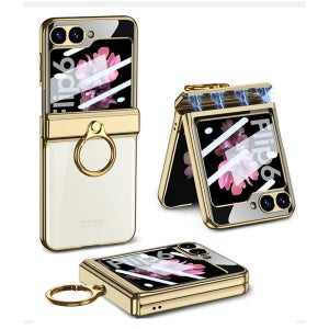 힌지 보호 마그네틱 제트플립 핑거링 케이스 크림골드, 갤럭시Z 플립6