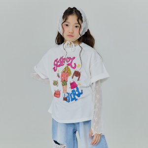 포크칩스 스쿨걸티셔츠 유아동 여아 주니어 레이어드 반팔티 데일리룩 25여름