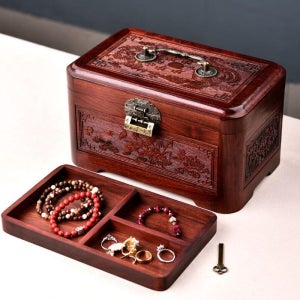 보석함 돌반지 자개함 백단 중 붉은 상자 샌달 우드 26X17X16CM