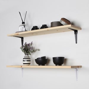 원목 벽선반 벽걸이 나무 선반 까치발 선반받침대 베이직 300X1000mm, 1단, 블랙