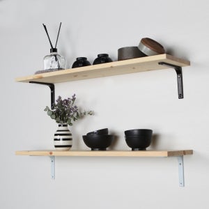 원목 벽선반 벽걸이 나무 선반 까치발 선반받침대 틴 240X1000mm, 1단, 블랙