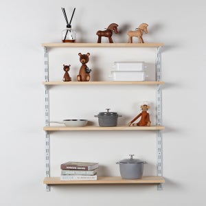 시스템 벽선반 벽걸이 원목 수납 나무 선반 다용도실 팬트리 300X1000mm, 4단, 화이트