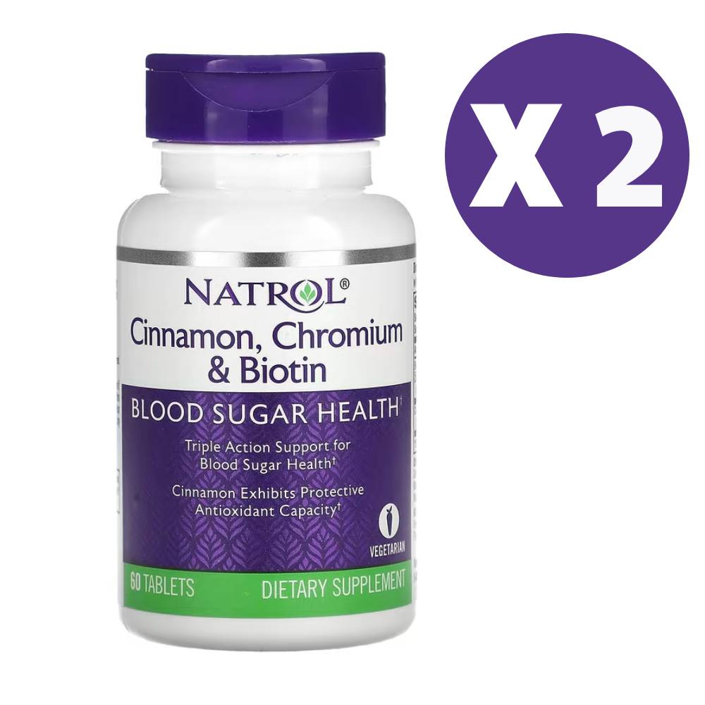 (2통)<b>나트롤</b> 시나몬 크로뮴 &amp; 비오틴 60정 <b>Natrol</b> Cinnamon <b>크롬</b>