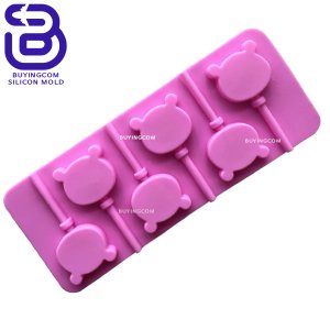 롤리팝 막대사탕 막대초콜렛 DIY 실리콘몰드 (곰돌이얼굴 실루엣 / 6구)
