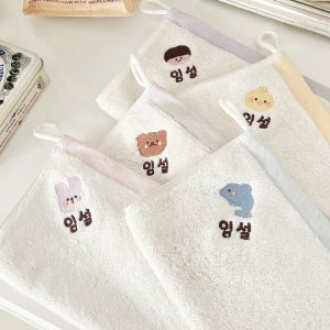 어린이집 고리수건 5장+1장 세트 유치원 준비물 이름 자수 코마사 면40수 모달 수건