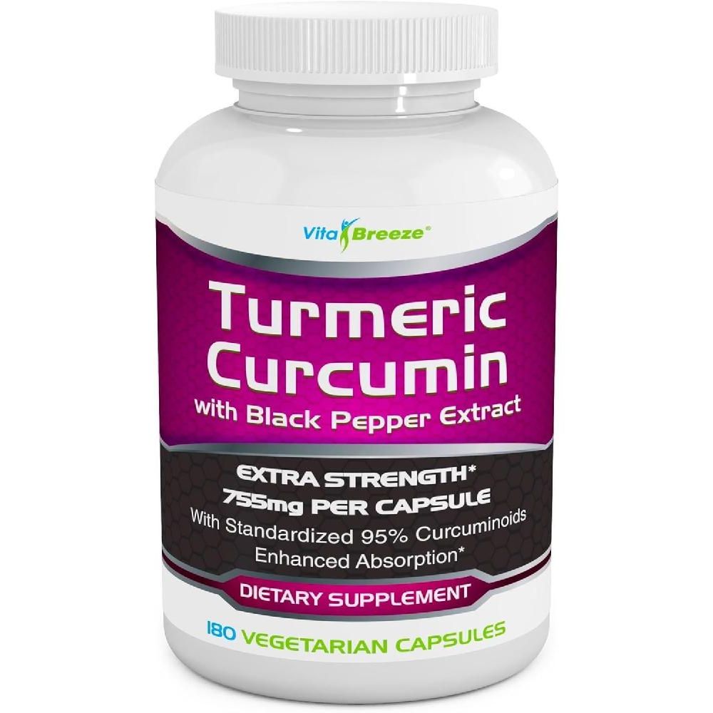 VitaBreeze Turmeric Curcumin 180 식물성 캡슐