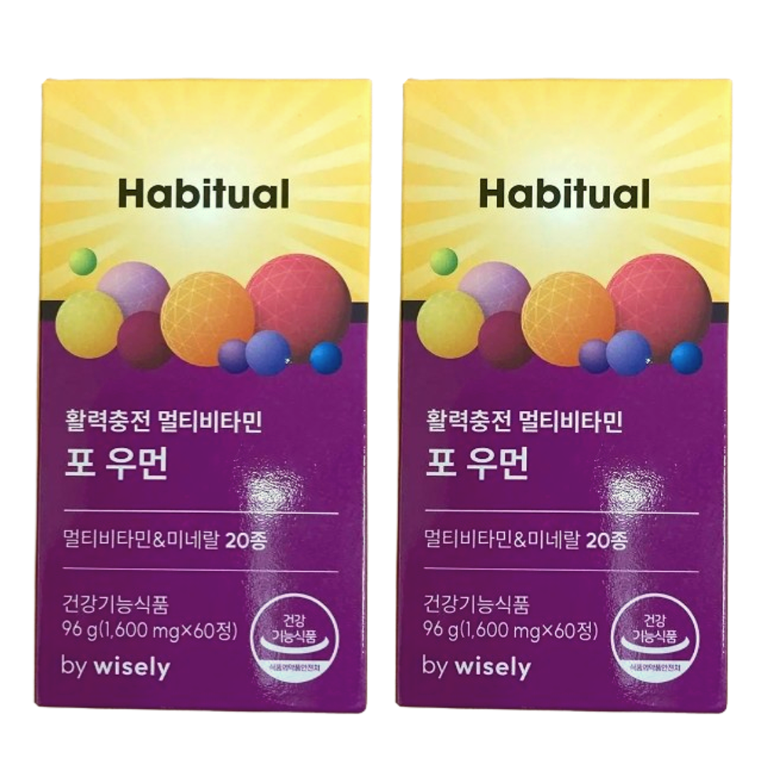 <b>해비추얼</b> 멀티비타민 우먼 <b>와이즐리</b> 1600mg 60정 2개