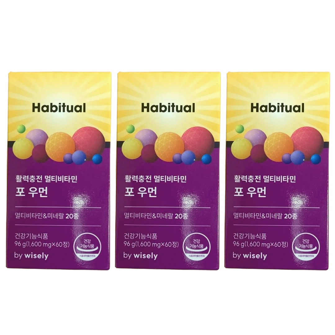 <b>해비추얼</b> 멀티비타민 우먼 <b>와이즐리</b> 1600mg 60정 3개