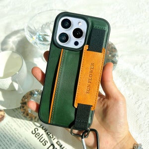 링고리 가죽 카드 케이스 스트랩 밴드 범퍼 수납 우디 그린, 아이폰14 프로