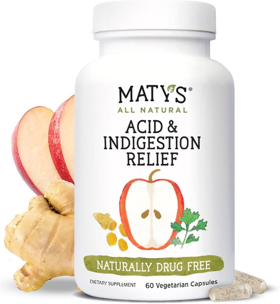 Matys 간헐적인 위산역류 속쓰림 <b>제산제</b> 대체품 알긴산 애플사이다비니거 글루텐프리 베지 60정