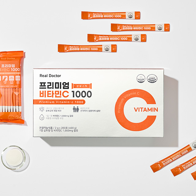 리얼닥터 프리미엄 <b>비타민C</b> 200일분 가루 대용량 온가족 고함량 200포, 1개