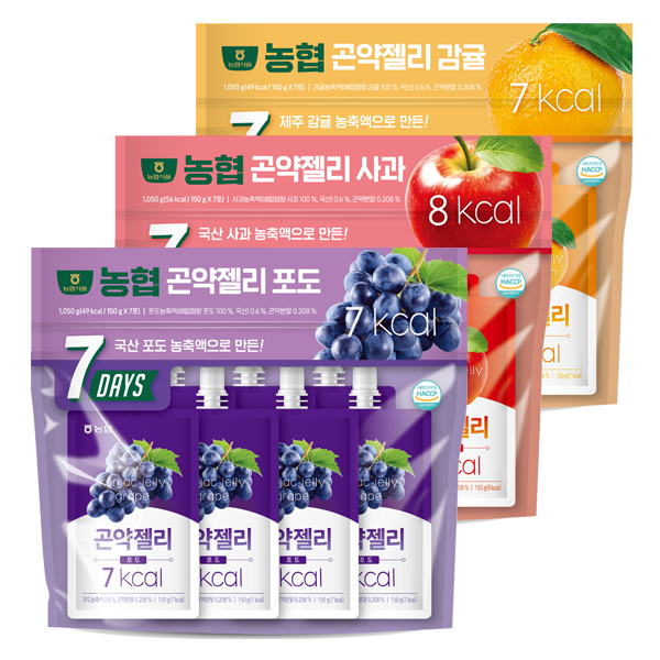 [농협식품] 곤약젤리 사과, 포도, 감귤 150g 7개입, 3종 원산지 : 국내산