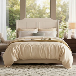 미라지가구 Summerlyn-Sleigh-HB 서머린 원목 침대 퀸 하단매트리스 일체형 Q