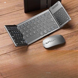 접이식 키보드 아이패드 노트북 테블릿 무선키보드 블루투스 무선 터치패드 휴대용 삼단 접이식 블랙