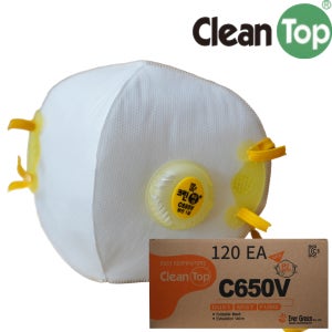 방진마스크 1급 크린탑 C650V 산업용 안면부여과식 120개입