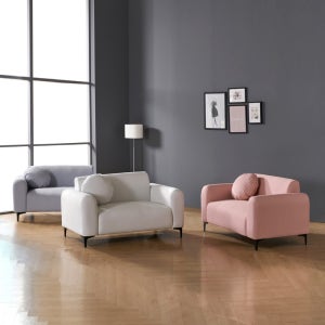 [방문설치] 라임 코모도 아쿠아텍스 패브릭 2인 쇼파 스툴미포함, 핑크