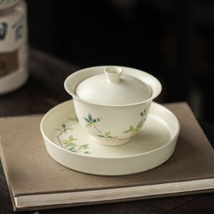 리이브스가르텐 금목서 다도세트 개완 뚜껑 찻잔 다례 도자기 다기잔 다구 초목회유 대만 찻집