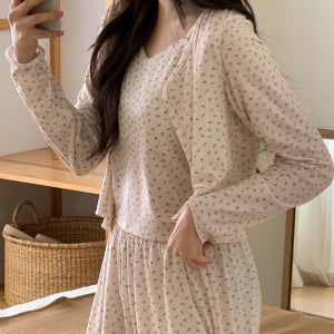 올데이 솝티 플라워 파자마 슬리브리스 여성잠옷 반팔잠옷 긴팔잠옷 봄 여름 가을 실내복 잠옷 홈웨어 이지웨어