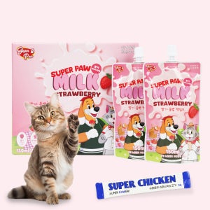 슈퍼포우 펫밀크 딸기 고양이 우유 150ml, 8개