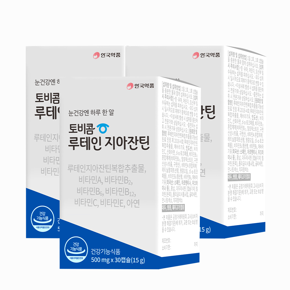 <b>안국약품</b> 토비콤 루테인 지아잔틴 눈 건강 30캡슐, 3개
