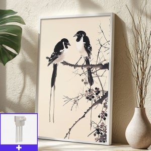 까치 두마리 A3 42X29.7cm 무광화이트 알루미늄액자